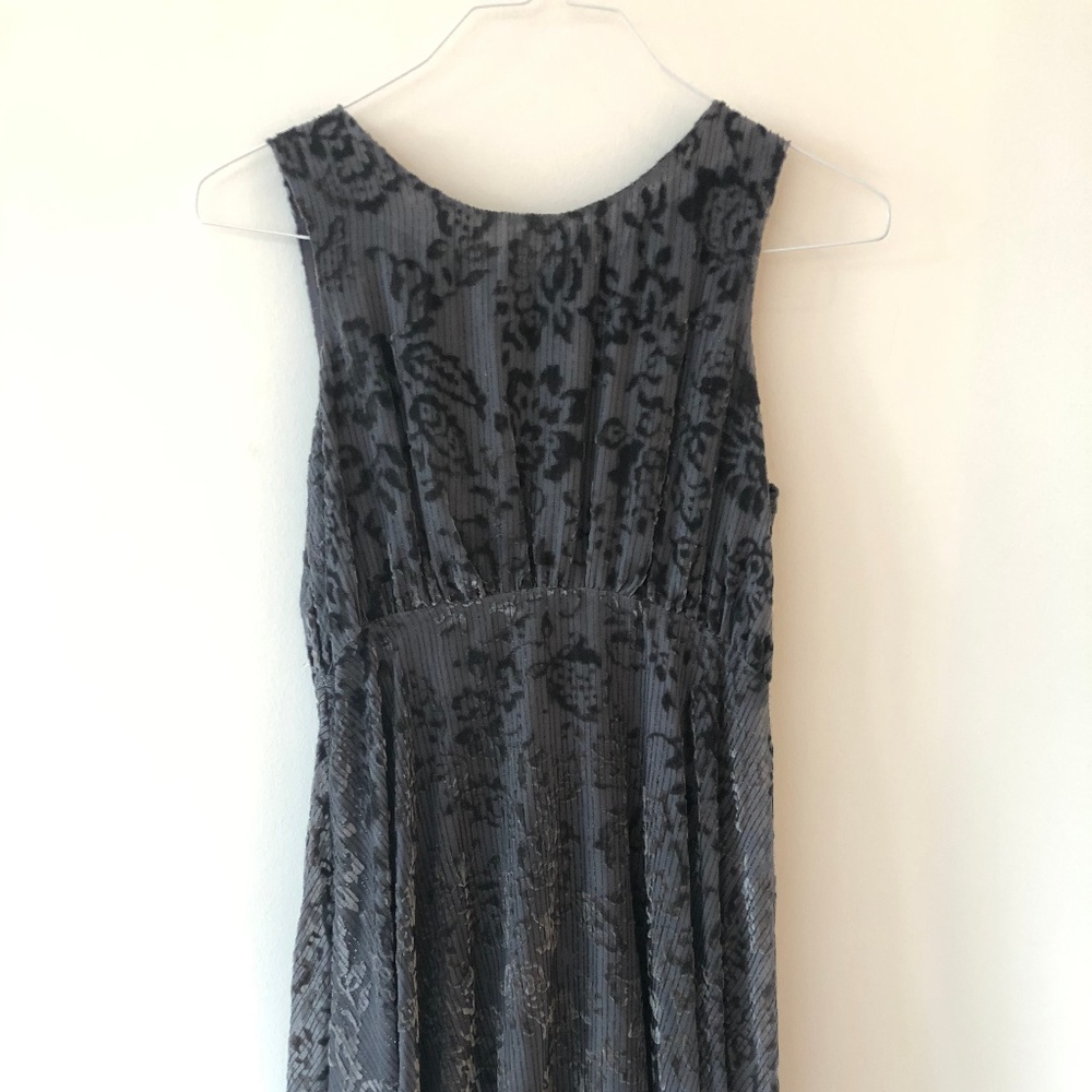 Free People Sleeveless Dress Velvet Gray Floral 2